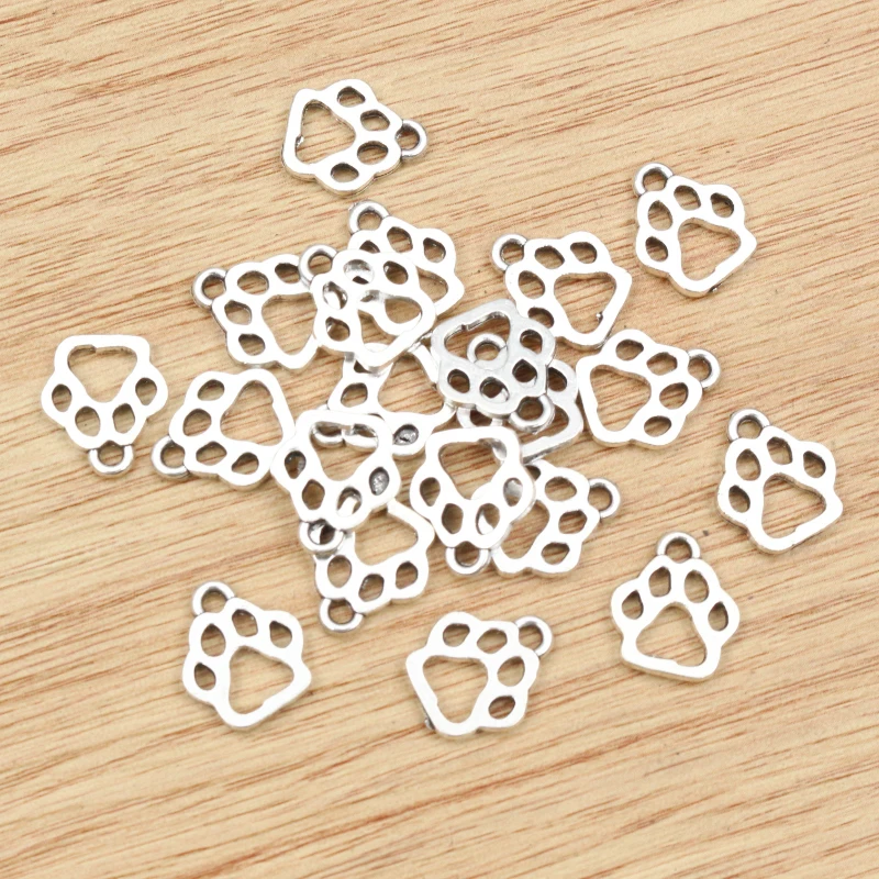 20pcs 13x11mm Charms dog paw Tibetan Silver Plated Pendants Antique Jewelry Making DIY Handmade Craft