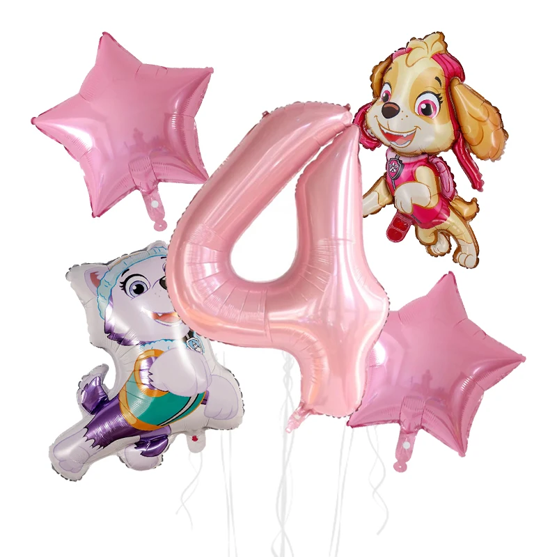 5 Stück Anime Paw Patrol Aluminiumfolienballons Set mit Zahlen für Kindergeburtstag, Partydekoration, Babyparty-Geschenke und Zubehör – Detail 5