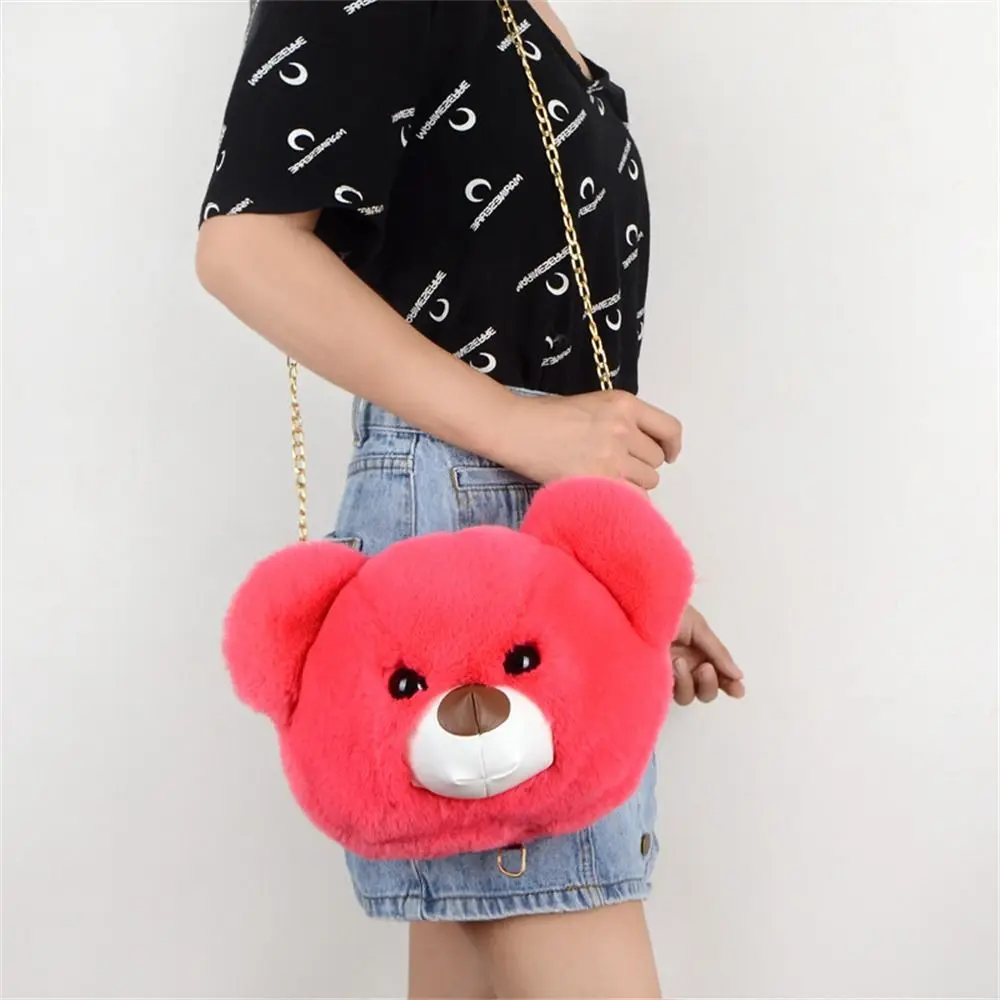 Fluffy Bag Stuffed Animals Bear Head Bag Messenger Bag Handbags Plush Shoulder Bag Plush Toy Casual Plush Bears Bag Diagonal Bag