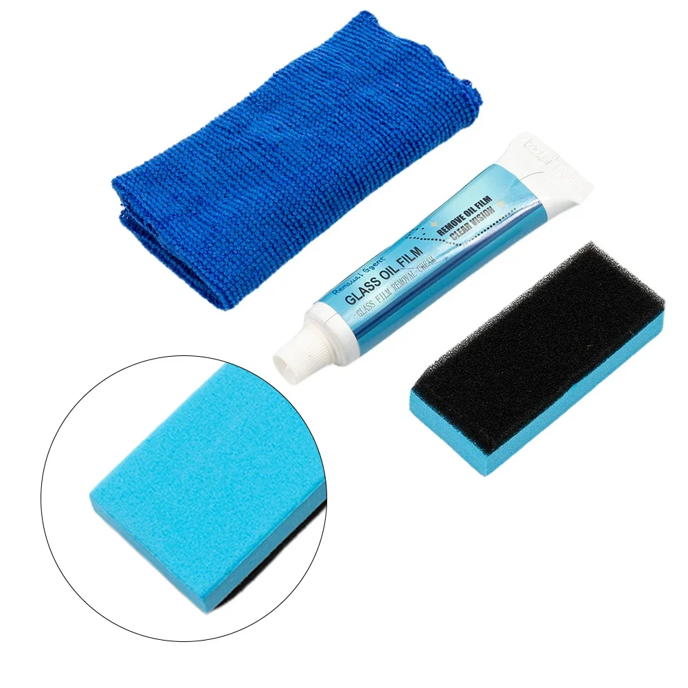 

30ML Auto Glass Oil Film Remover Glass Film Polishing Cleaner Windshield Window Cleaner With Sponge Wipe Tools