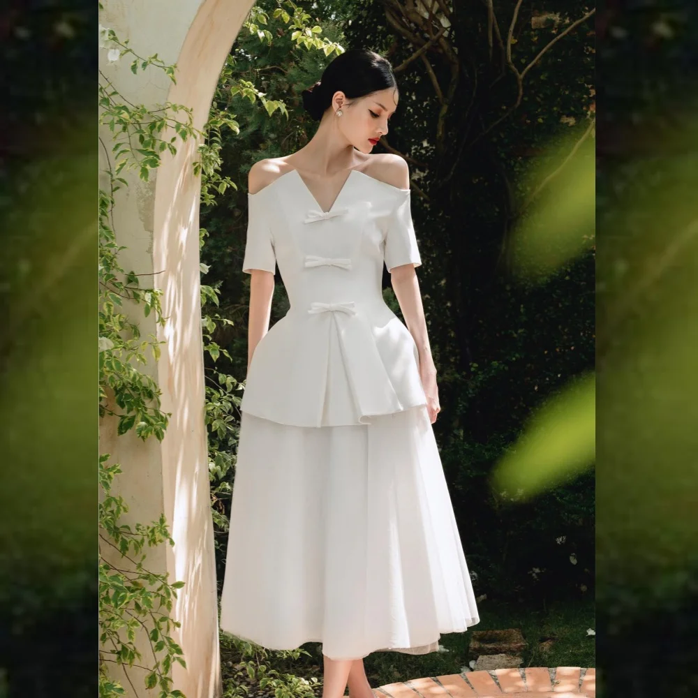 Ruched A-Line Off-the-ombro Midi Dress, Vestido de festa, Jersey, Ocasião, Arco, Bespoke