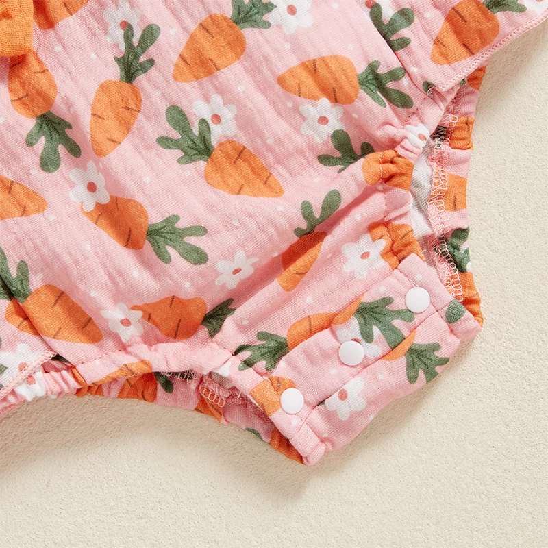 

Toddler Girls Floral Print Ruffle Sleeve Rompers with Matching Headband Set for Spring and Summer Outfits