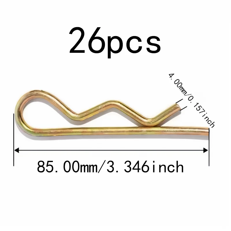 26 pcs 4*85mm M4 M4*85mm R-Clip Cotter Pins Rust Resistant Steel, designed for Agricultural Machinery