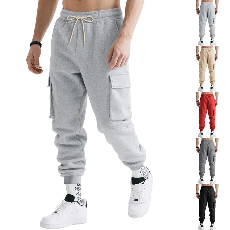 

Men's Casual Pants with kets Workwear Knitted Loose Fit mid Waist Youth Autumn Faion Small Footed No Brand Registered Tr...