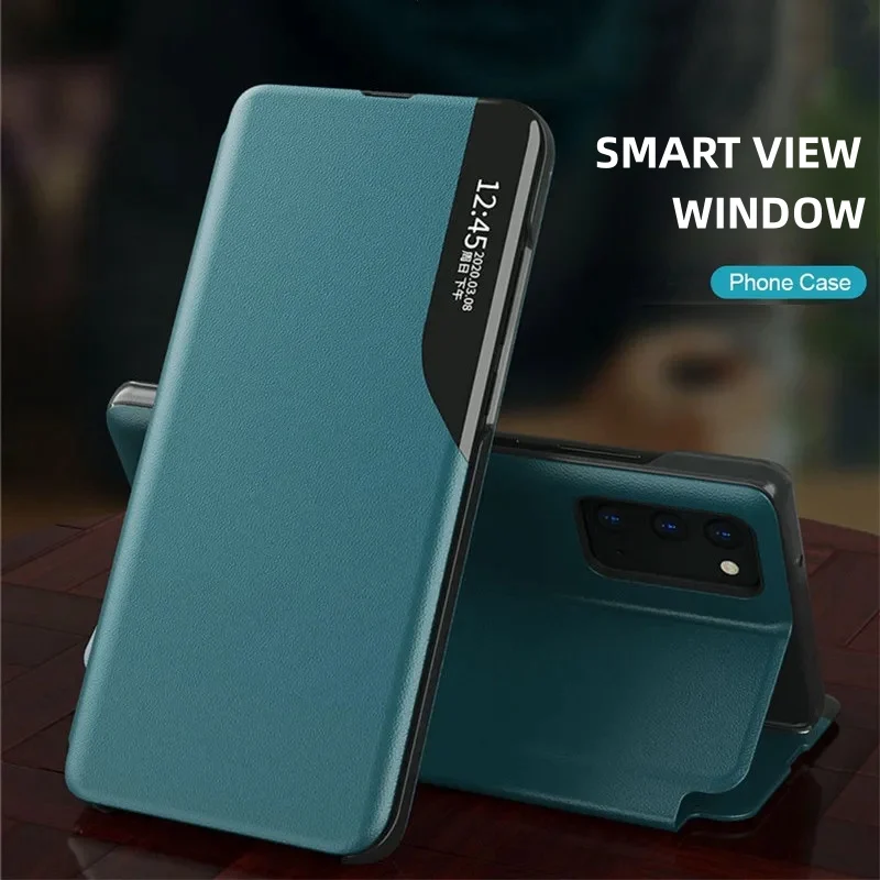 Smart Window View Leather Flip Case For Samsung Galaxy A31 A51 A71 A12 A22 A32 A52 A72 A23 A33 A53 A73 M13 M23 A14 A34 A54 Cover