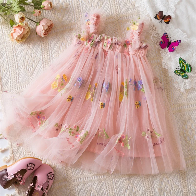 2024 New Summer Floral Dress for Kids 1-5Y Baby Girls Clothes Sweet Dress Girls Dresses Elegant Girl Party Princess Sundress