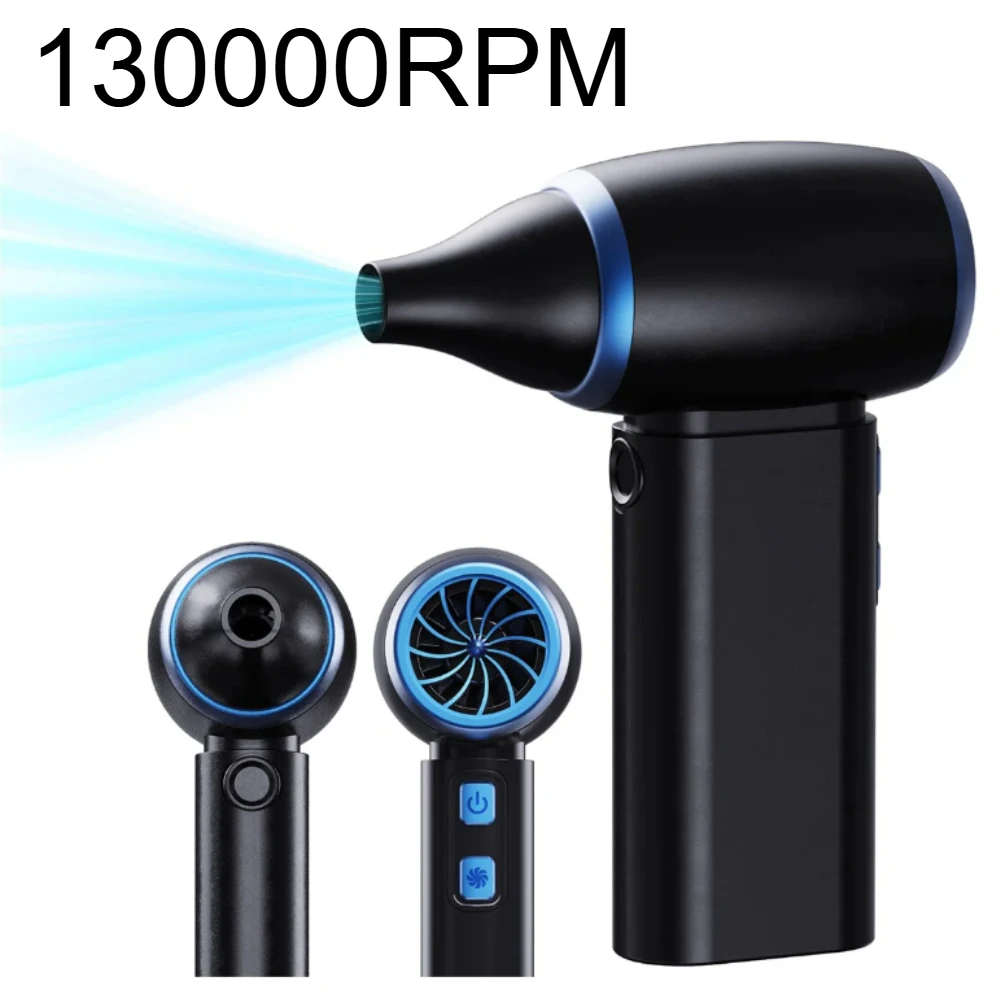 

130000RPM Multipurpose Jet Fan 52m/s Jet Dry Blower 3 Speeds Leaf Blower Cordless for Cars Computer Keyboards and Outdoor Use