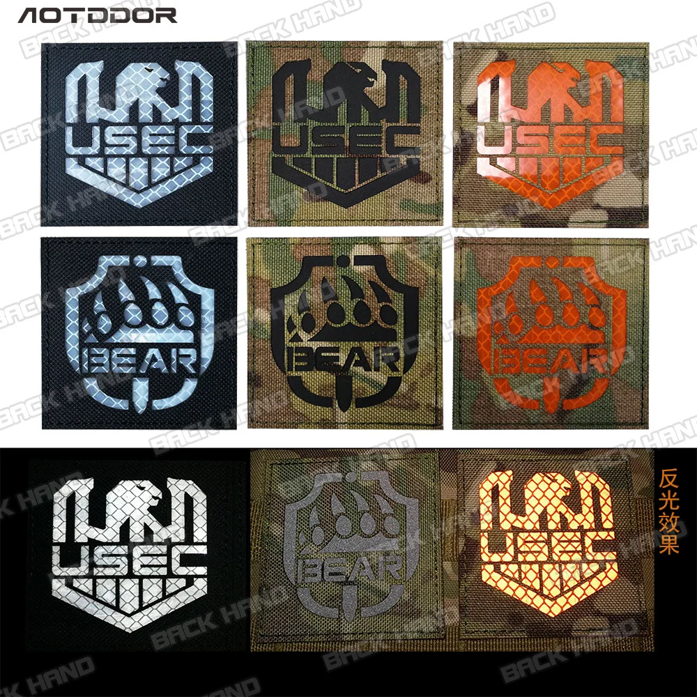 Patch PVC Glow Dark Escape From Tarkov EFT Bear Paw - Badge Tactique Militaire Fluorescent