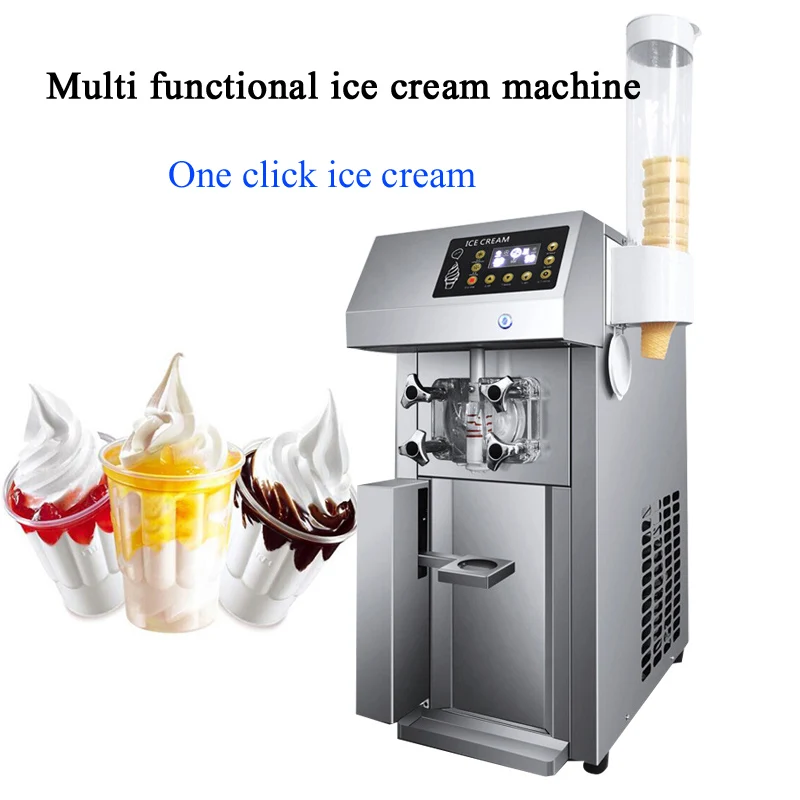 

Commercial soft ice floor standing ice cream machine, 3 flavors, 2 hoppers, 3 dispensers, used in restaurants and snack shops