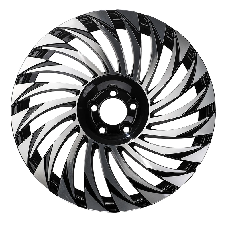 XL Sporty Rotating Design Black Machined Silver Spiral-Spoke Alloy Wheel Rim Universal Fit for Sedan/SUV Honda Accord/Civic
