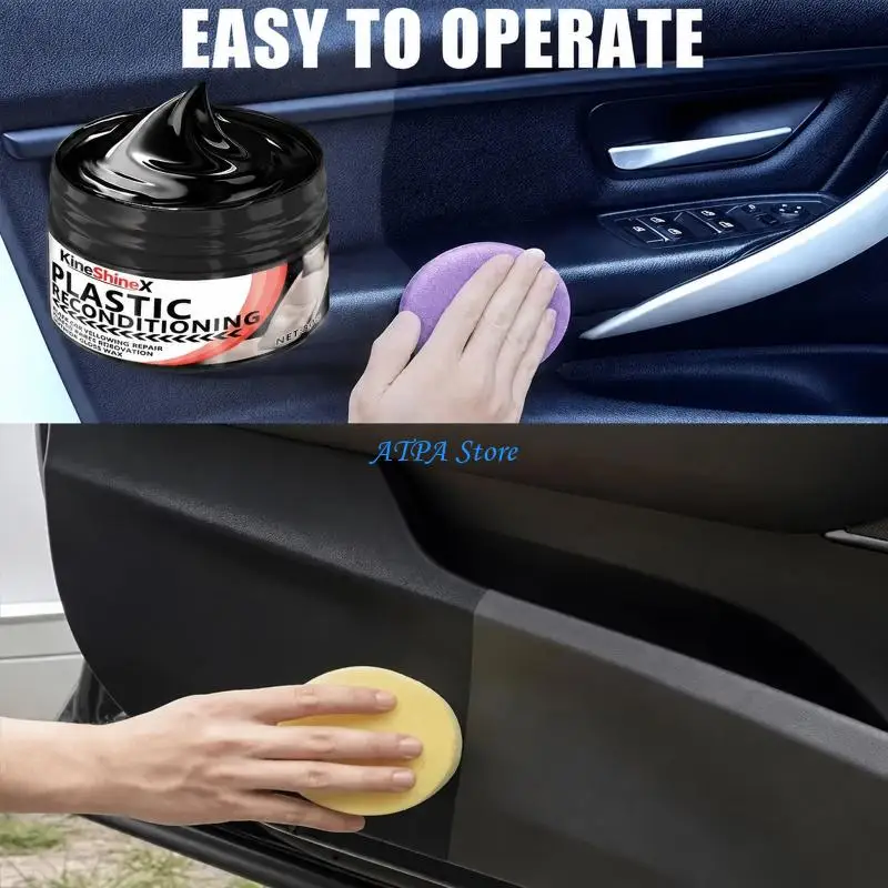 U13C Exterior Plastic Trim Care Conditioner Paste, Controlled Sponge Application for Bumpers, Trim Strips and Dashboards