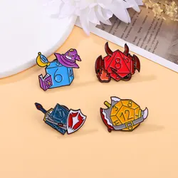 Cute Cartoon Irregular Dice Enamel Brooch Magician Warrior Demon Lapel Pin Backpack Clothing Hat Accessories Badge Decoration