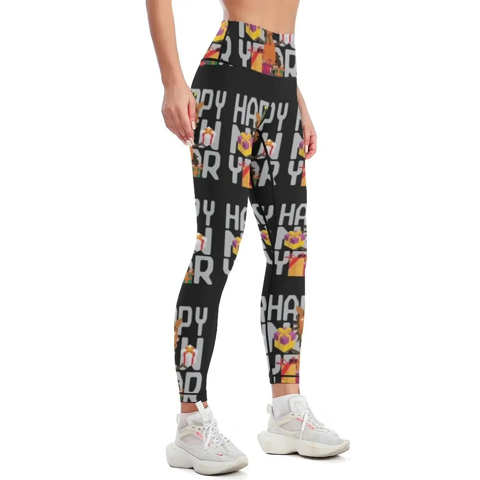 Funny horse wishes a happy new year Leggings leggins push up woman sporty woman push up sport legging high waist Womens Leggings