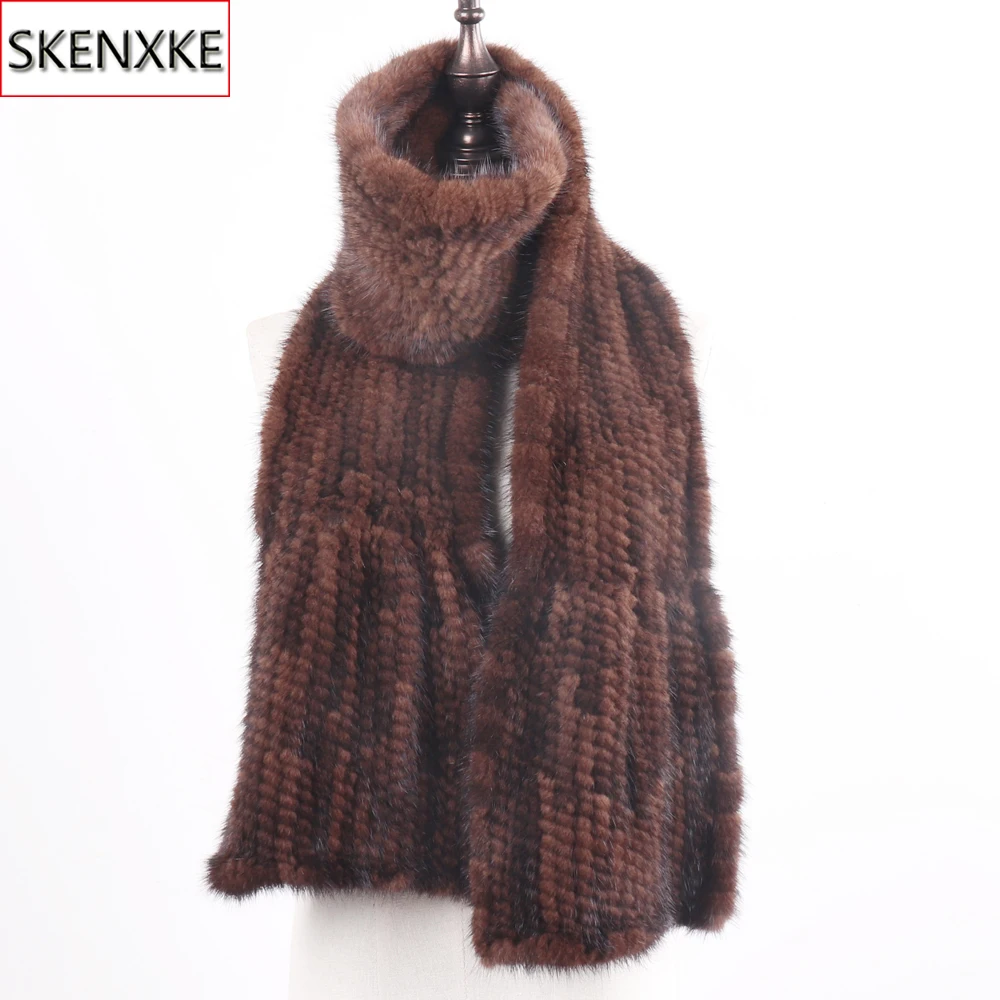 New Style Women 100% Genuine Real Mink Fur Scarf Fashion Natural Quality Real Mink Fur Muffler Lady Winter Warm Mink Fur Scarves