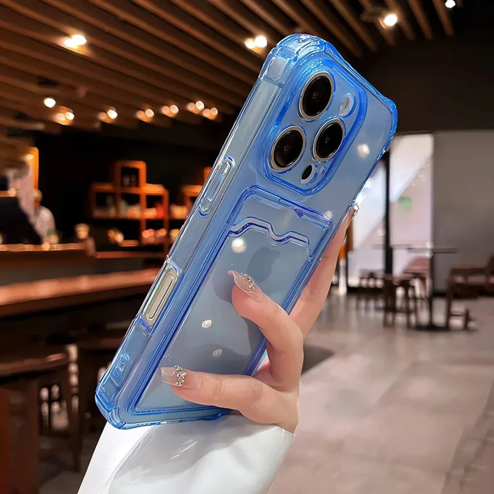 Brieftaschen-Kartenhalter, durchsichtige weiche Hülle für iPhone 16, 11, 13, 12, 14, 15, 17, Pro Max Plus, transparente Kartenfächer, stoßfeste Stoßstangenabdeckung – Detail 5