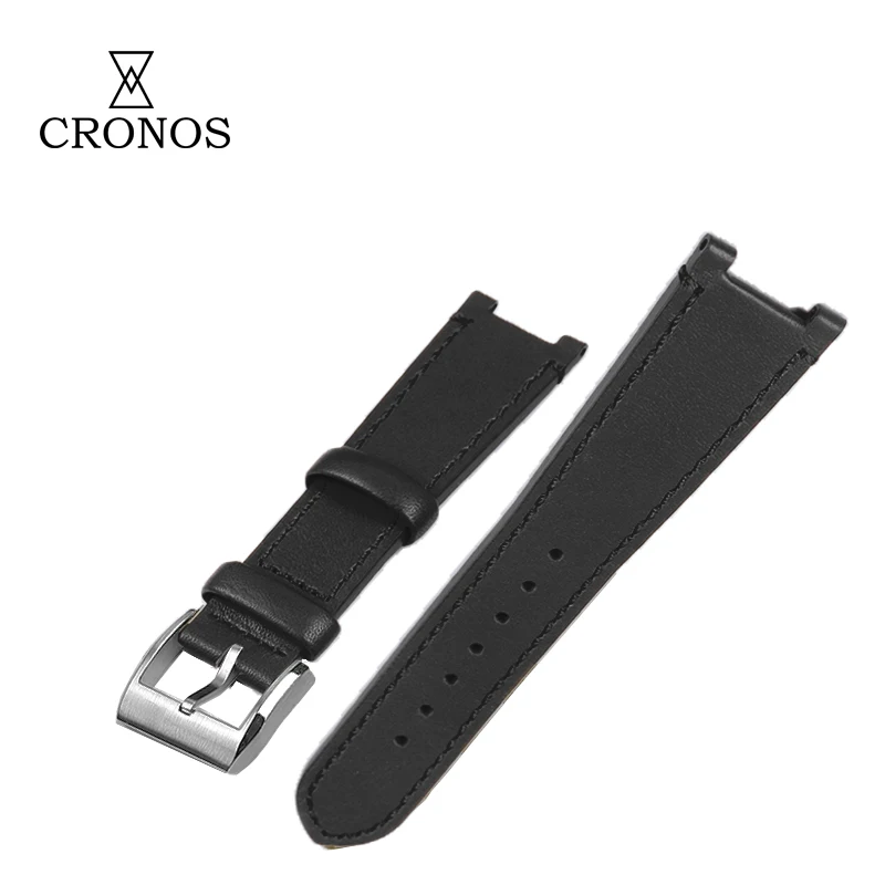 

Запасные части для часов Cronos, черный коричневый ремешок для часов с плоскими концами, 22 мм, пряжка из нержавеющей стали для L6028
