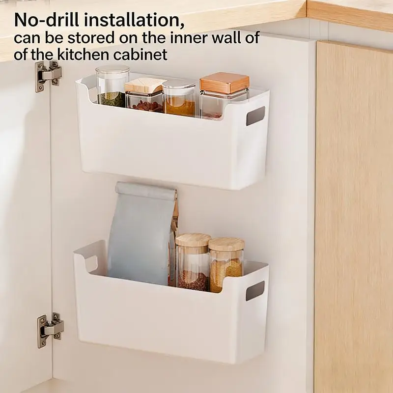 Non Perforated Cling Film Rack Inside Cabinet Wall Shelf Shelves Spice Rack Cabinet Door Organizer For Kitchen