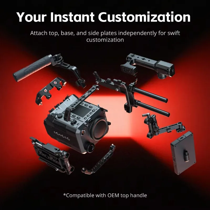 SmallRig 5341 Fujifilm GFX ETERNA 55 Cage Kit Top Side Plates Control Handle Monitor Mount 15mm Rod Filming Accessory