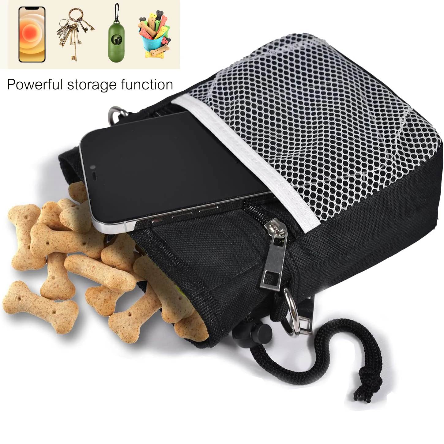 Dog Treat Pouch, Pet Treat Pouch for Training, Dog Walking Bag Holder for Kibbles, Pet Food Toy, Dog Trainer Essentials Supplies