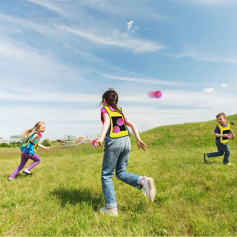 Sticky Jersey Outdoor Sports Toy Kid Dodgeball Game Yellow Sticky Jersey Vest With 4 Balls Throwing Toys For Children Party Game