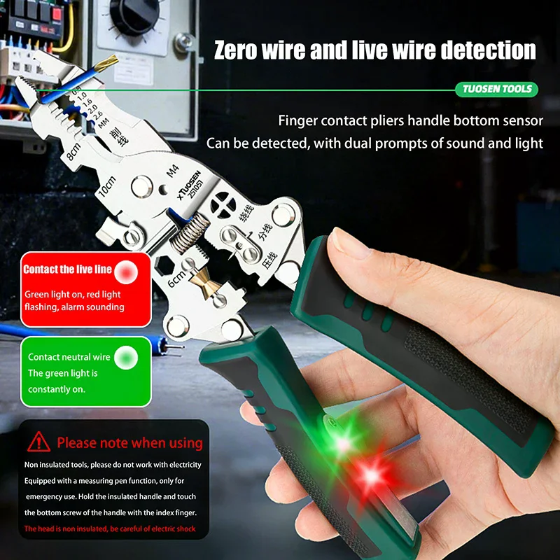 Practical Electrician's Foldable Wire Stripper Pliers for Cutting and Crimping Cables
