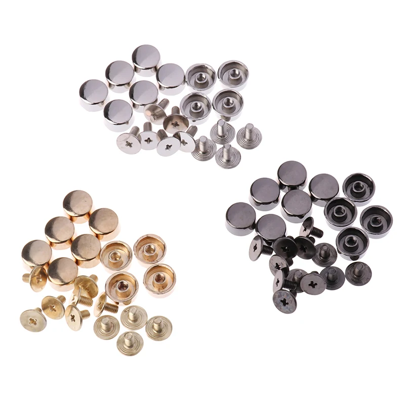 10Sets Brass Feet Screw Bag Bottom Studs DIY Leather Buttons Screw Wear Protection Rivets For Bag Decor Accessories