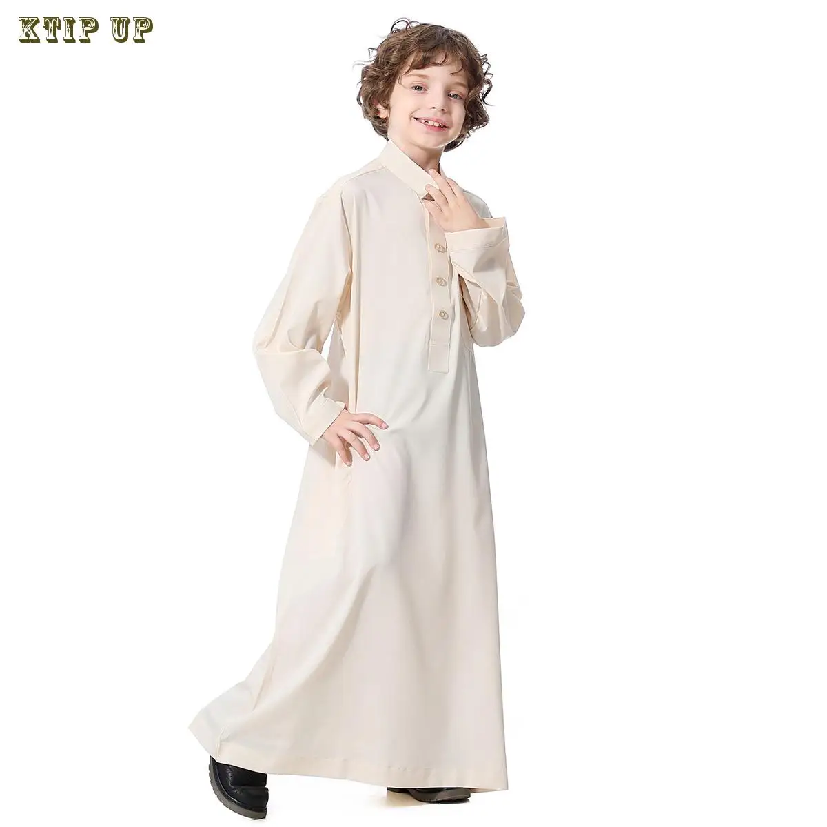 Teenagers Islamic Clothing Boy Middle East Saudi Arabia Abaya Children Jubba Muslim Robe Round Collar Ramadan Costumes Kaftan