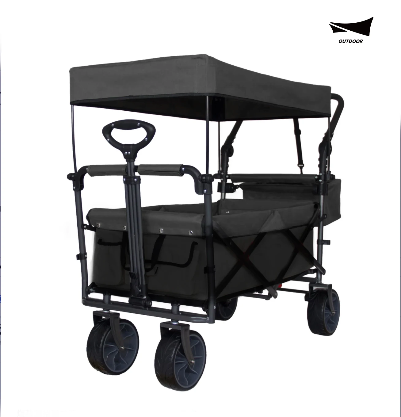 Customizable Foldable Beach Utility Wagon Cart Seat Belts Portable Rubber Wheels Canopy Load Outdoor Camping