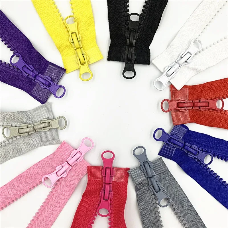 10pcs 80cm 90cm 5# Double Zipper Sliders Plastic Resin Colorful Zipper for Clothes Bag Sewing  Supplies  Separating Zipper