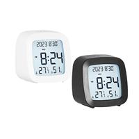 Small Digital Alarm Clock Bedside Clock 8.2x4.7x8cm 12 Hour/24 Hour with Temperature Compact for Home Office Multipurpose