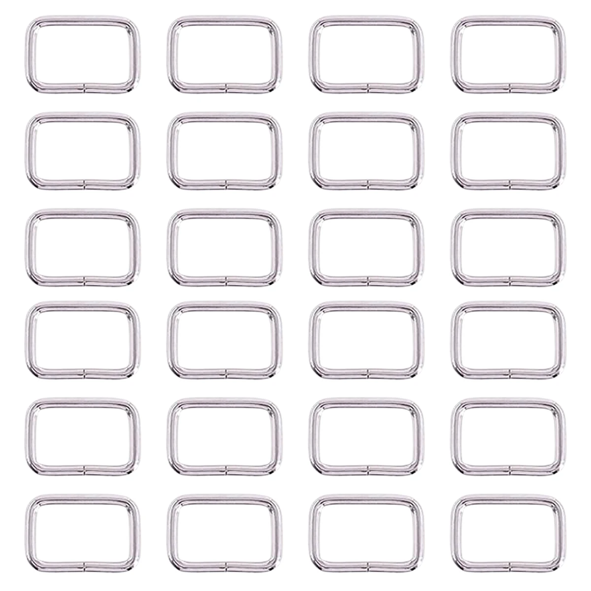 20Pcs Metal Rectangular Buckle Slip Ring for DIY Straps