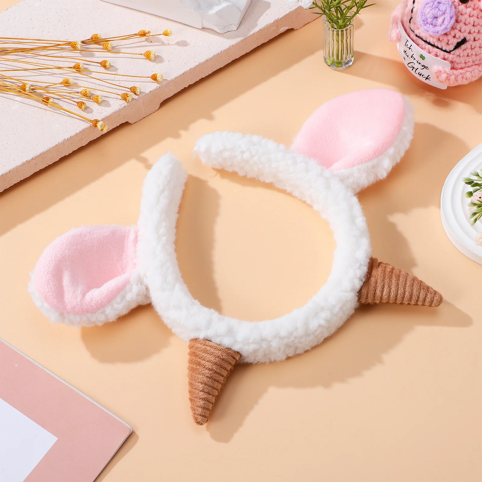 Lamp Cosplay Headband Sheep Ear Horn Headband Cartoon Headband Makeup Headband Sheep Ears Hair Hoops Sheep Horn Hair Band