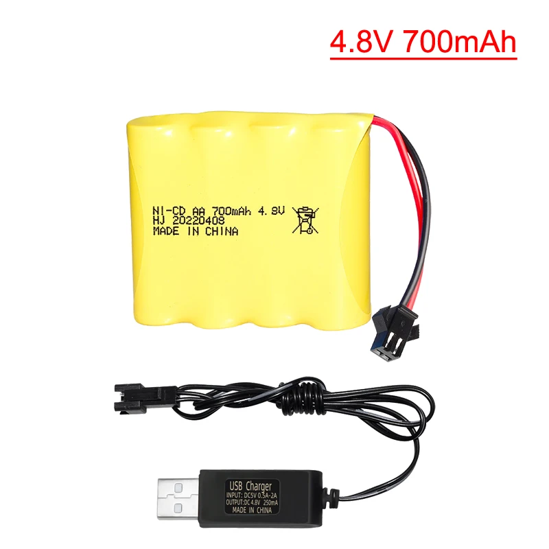 4.8V 700mAh Ni-CD SM-2P baterii z pakietem akumulator AA kabel do ładowania USB 4.8V do zdalnego sterowania zabawka samochód 4.8V Ni-CD