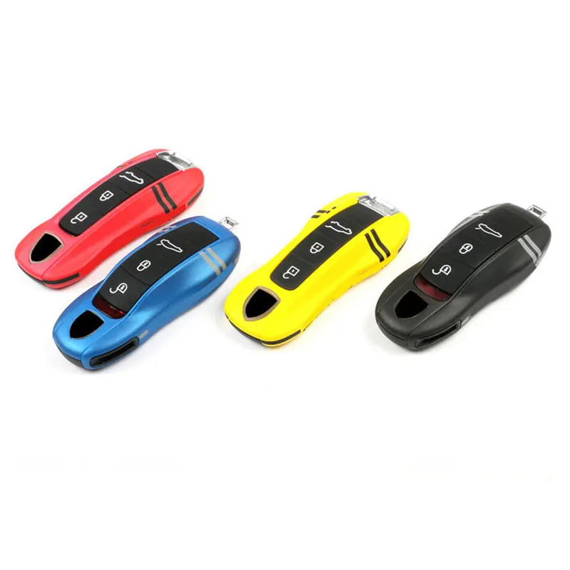 

3-Piece Painted Car Key Cover Key Fob Shell Fit for Porsche Cayenne Macan Panamera 718 Ceramic White Key Case with Raceway