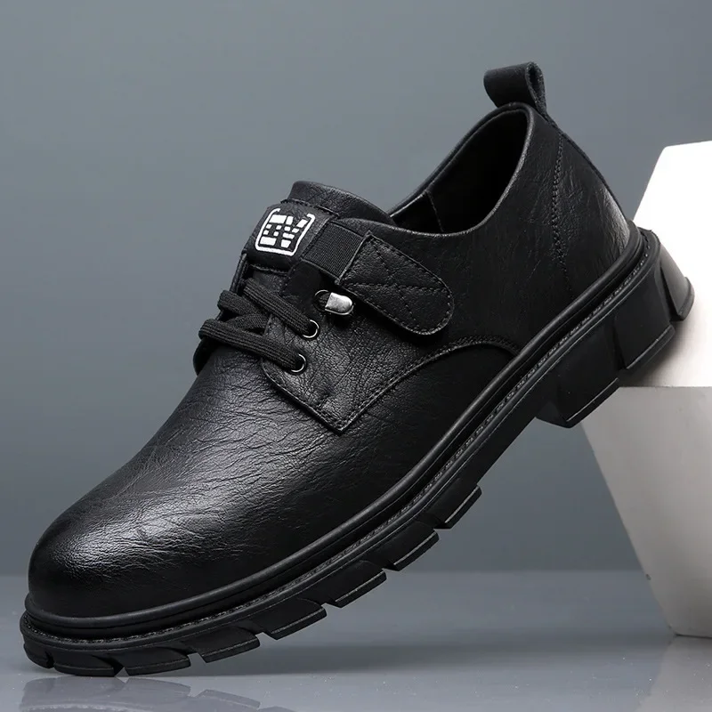 Men's Soft Sole Leather Shoes 2023 Autumn New Korean Youth Casual Shoes Trend Versatile British Work Shoes