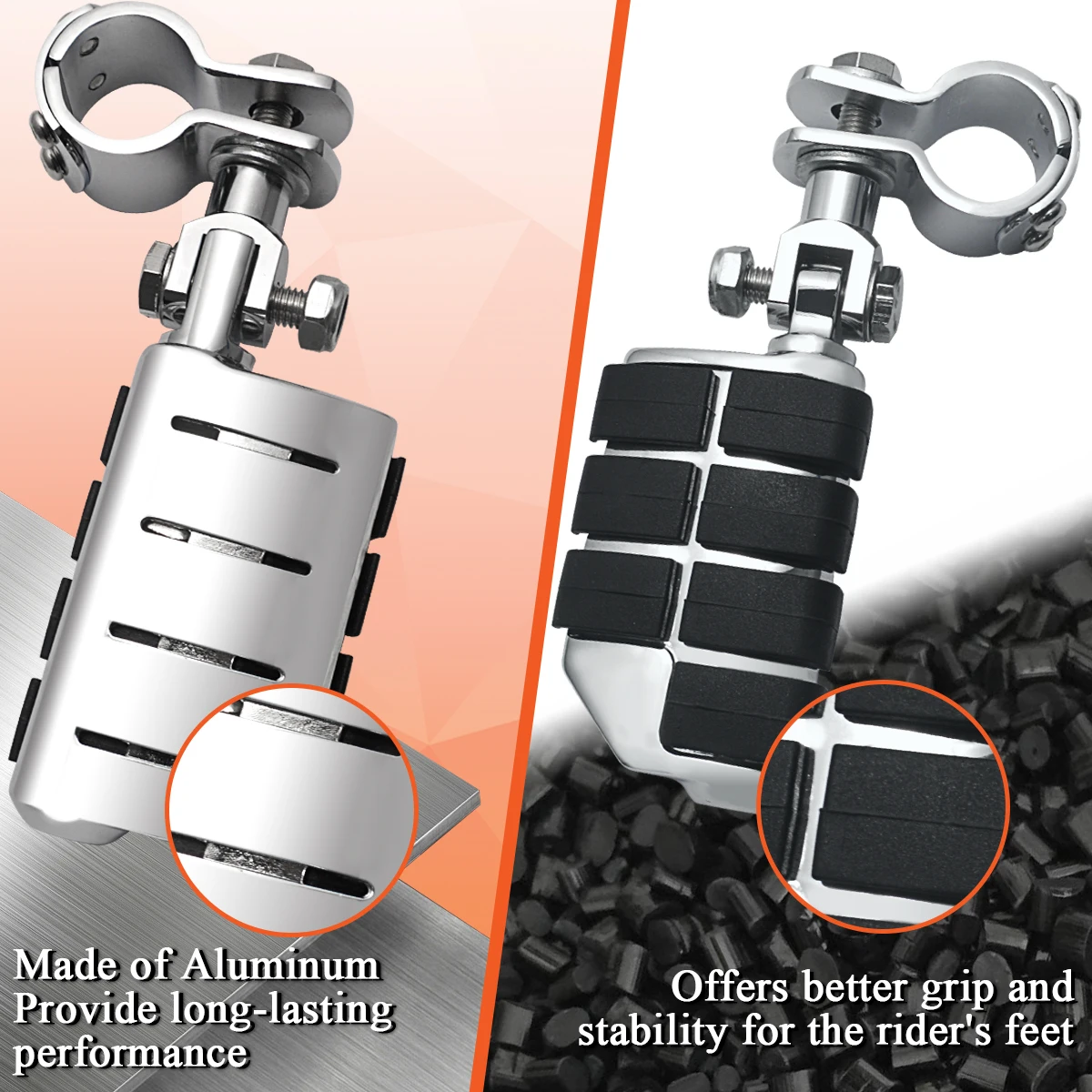 크롬 하이웨이 풋 페그 오토바이 발받침 페달 풋 페그 마운트, 할리 일렉트라 로드 킹 스트리트 글라이드 1-1/4 인치 바 호환