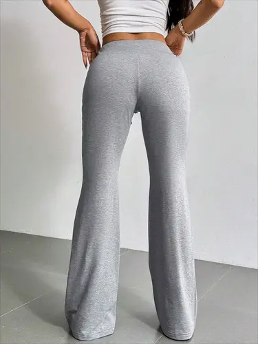 Imagen 2 del producto Otoño e Invierno nuevo Color sólido cordón mujeres acampanadas Casual moda vestir