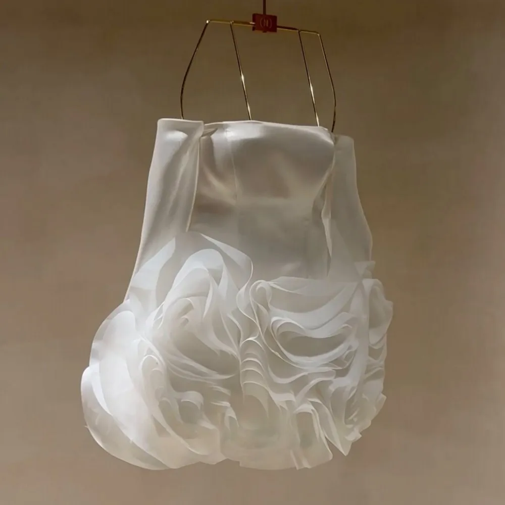 Robe Courte à Fleurs Blanches pour Patients, Tenue de ixFormelle à Manches sulfet Lacets dans le Dos