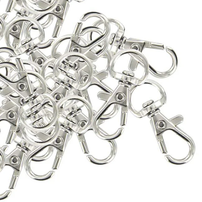 Giratória Carabiners Keychain, cor prata, 30pcs