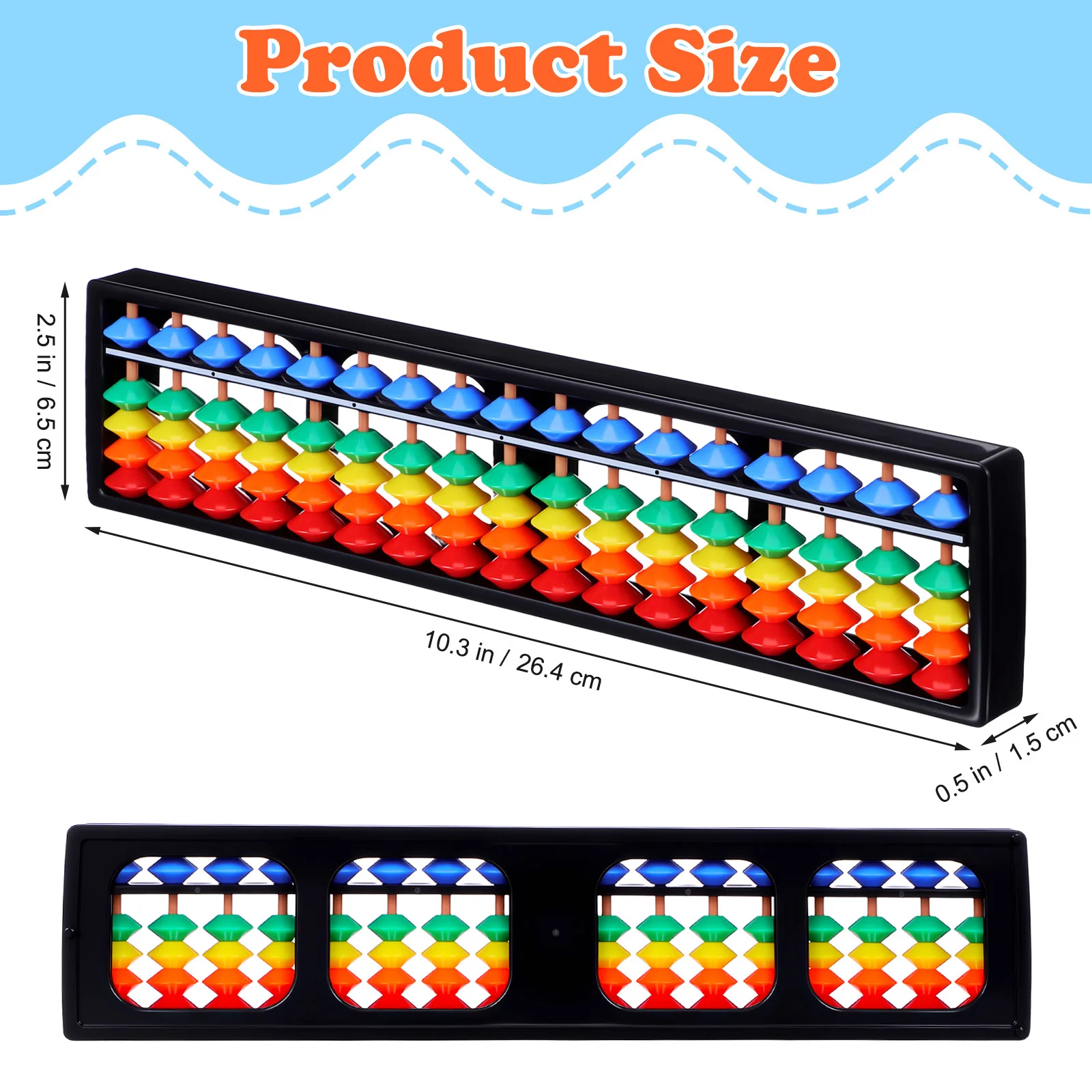 1pc 17 Digits Rods Colorful Plastic Abacus For Math Learning Brain Development Mental Calculation Educational