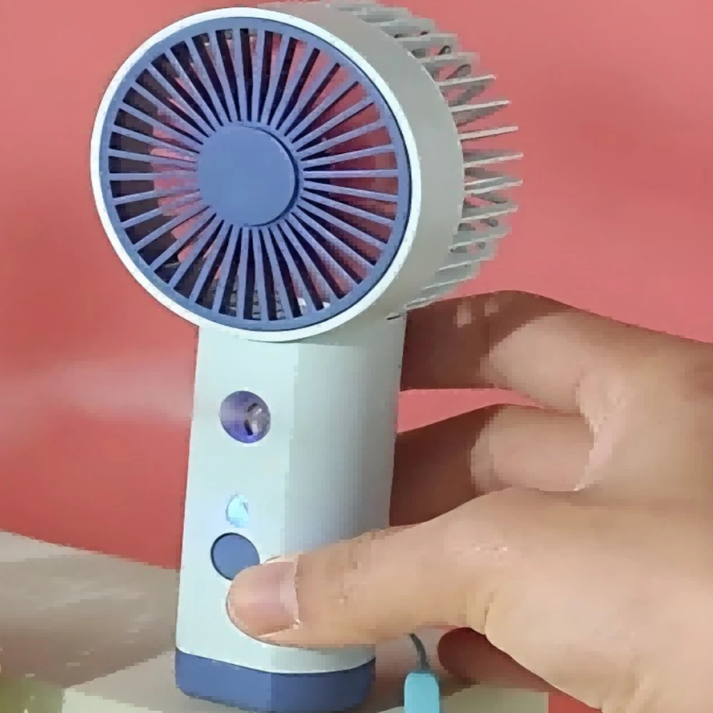 Portable USB Mini Air Cooler & Humidifier with Water Spray, Quiet Operation, Rechargeable for Office, Travel, Outdoor, Home Use,