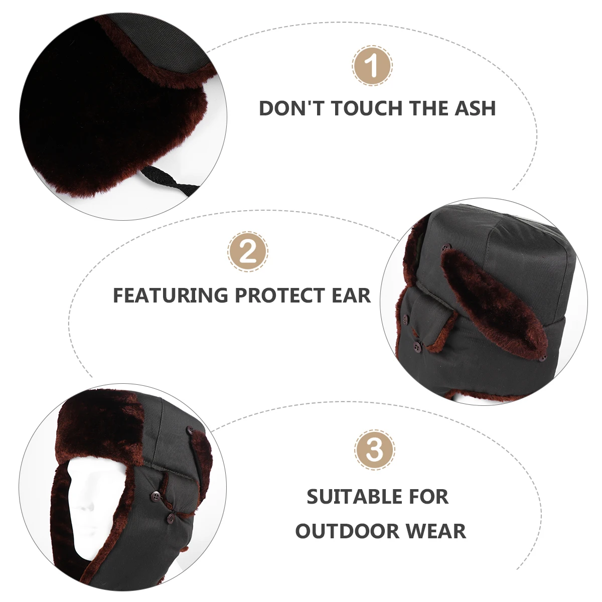 

1pc Warm Thick For Men Windproof Ear Flap Pilot Windproof Hat Hat Keep Warm Outdoor Great Gift