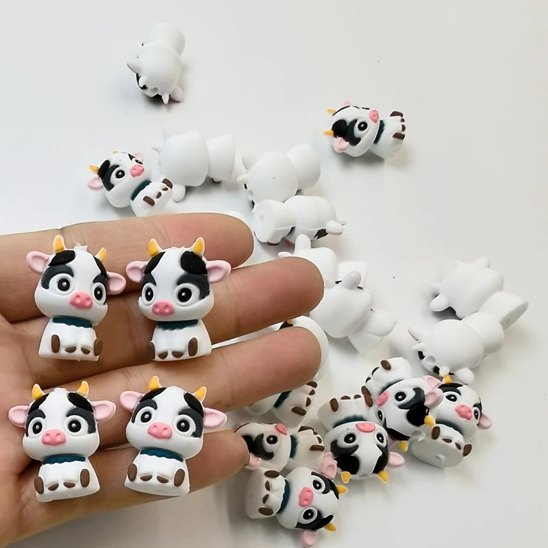 4/8Pcs New Focal Silicone Beads Stereo Frog Cow Animals Shape For Jewelry Making DIY Pen Key Chain Bracelet Necklace Accessories