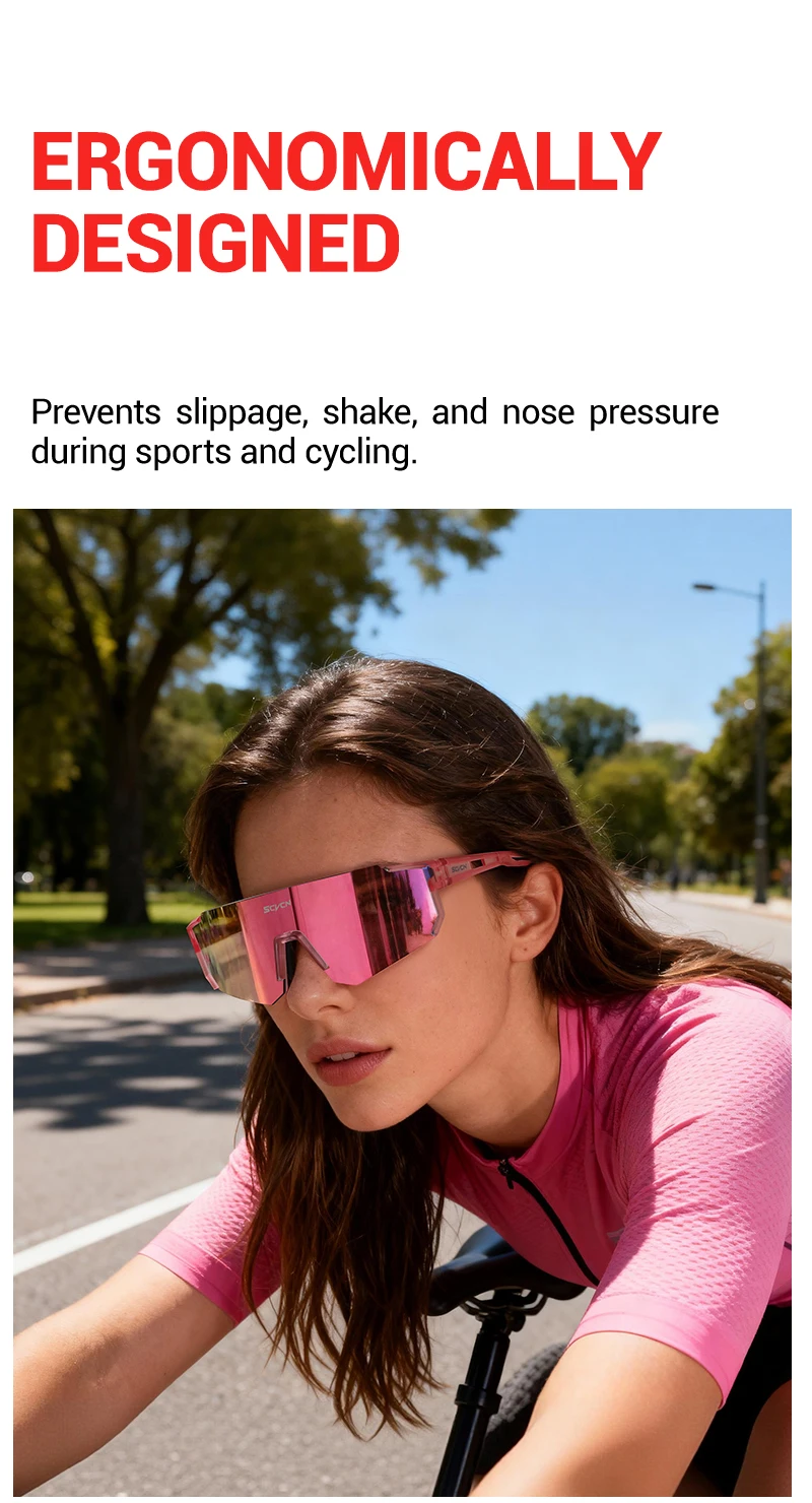 SCVCN Süße Rosa Fahrradbrille, Fahrrad-Fotozubehör, Golf-Okulare, Camping-Sonnenbrille, UV400 Outdoor-Sportausrüstung – Detail 5