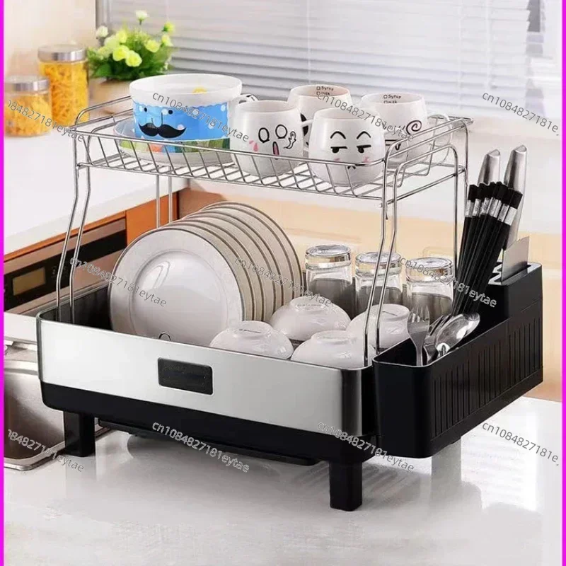 Kitchen bowls, chopsticks, cutlery storage drain rack table stainless steel dish filter rack sink rack