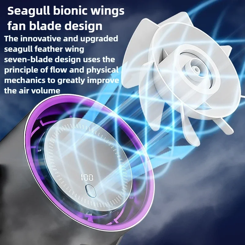 New Desktop Bladeless Fan Usb Portable Digital Display High-speed Turbo Small Fan Clip Table Wall Three-in-one Air Conditioning