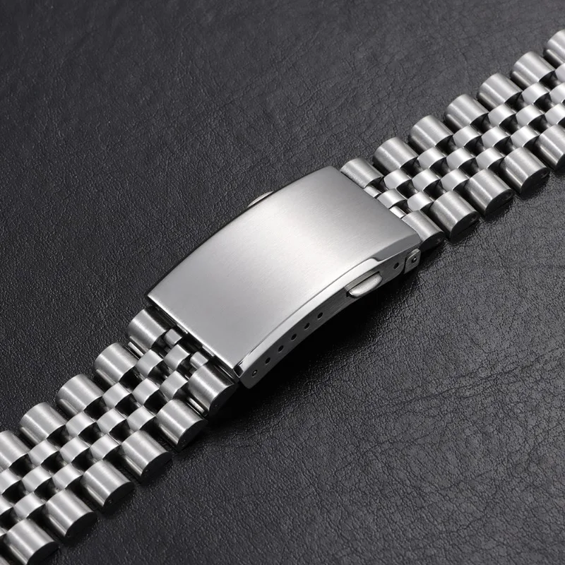 316L Brushed Stainless Steel Double Push Watch Deployment Buckle 18mm 20mm 22mm Universal Multi-Hole Adjustable Folding Clasp