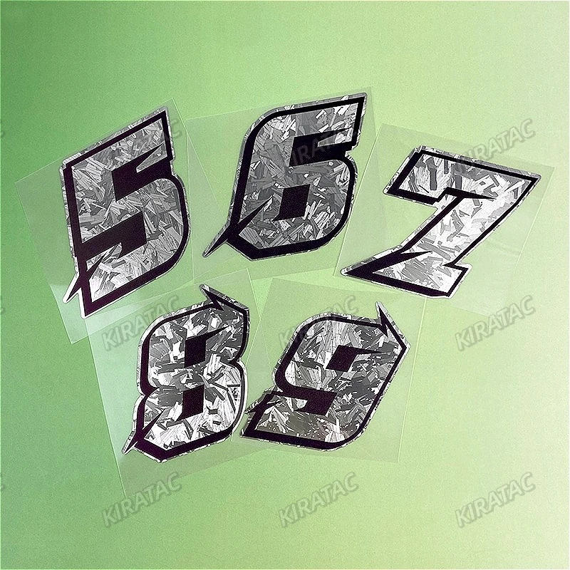 1PC Silver Carbon Fiber Arabic Numbers Motorcycle Stickers Waterproof for Front Fairing Helmet Fuel Tank Bicycle Vinyl Decals