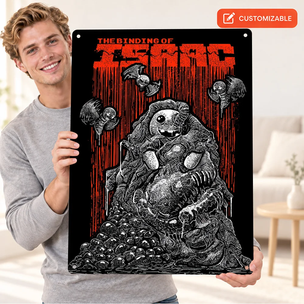 The Binding Of Isaac Fan Printed Poster Customized Aluminum Metal Sign Engraved Monster Tower Graphic Wall Art For Game Lounge