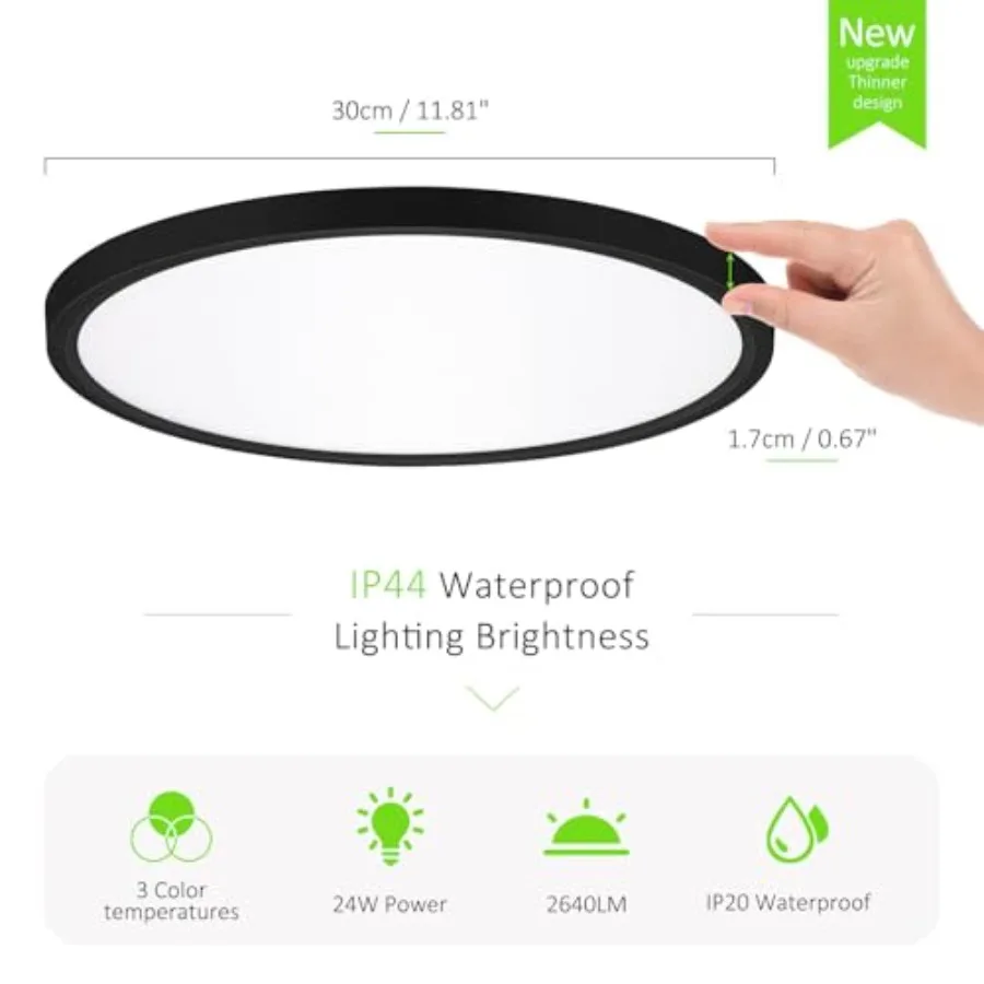4 Pack LED Flush Mount Ceiling Light 24W Ultra Thin Round Lamp 3000K/4000K/6500K 3 Color Temperatures Adjusted 12 Inch Modern C